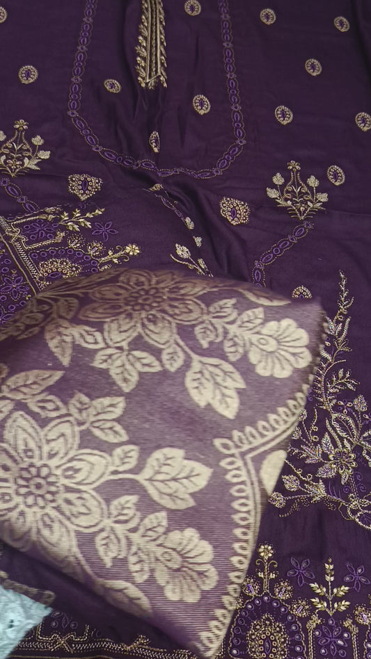 3pc kanni shawl purple