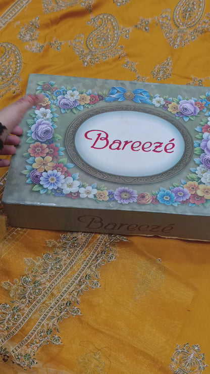 Bareeze Dupe 3PC Winter Suit – Heavy Shawl & Embroidered Shirt musturd paan jaal
