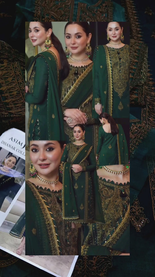 3pc Asim jofa chamkili green