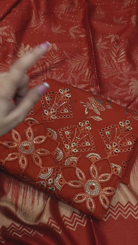 3pc Winter Dhanak with Kani shawl Rust
