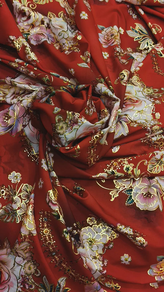 2pc china silk gold stamp red 🍒