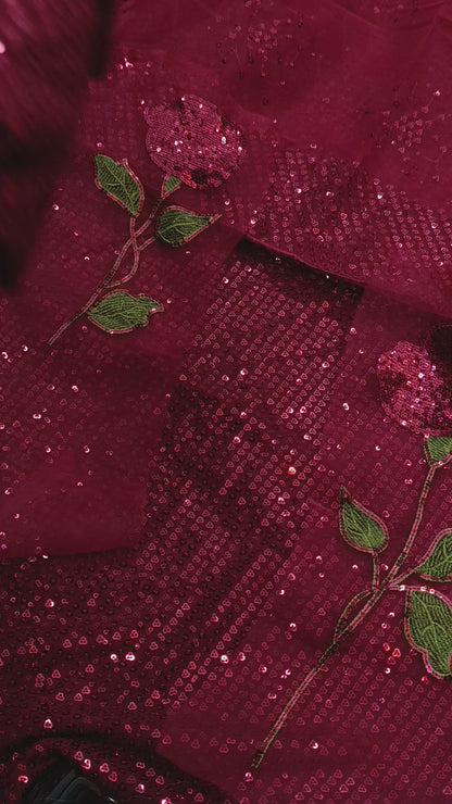 Nureh Dupe Fancy Wedding Wear – Heavy Sequence Party Wear Dress with Organza Dupatta maroon