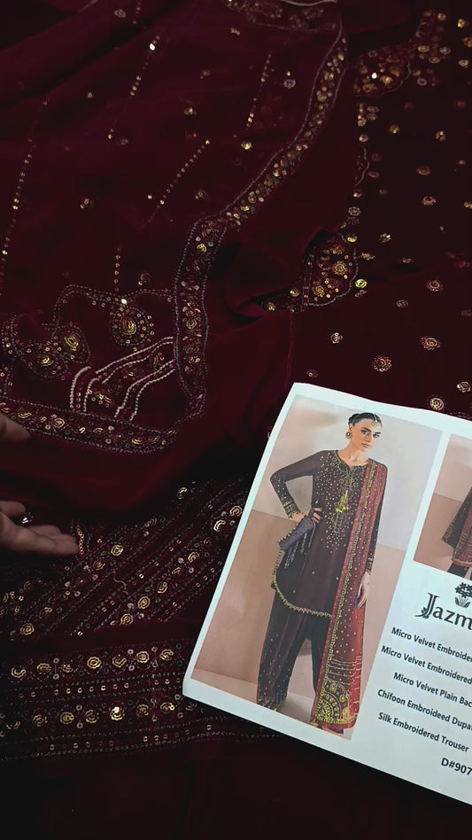 3pc Valvet Banoo maroon