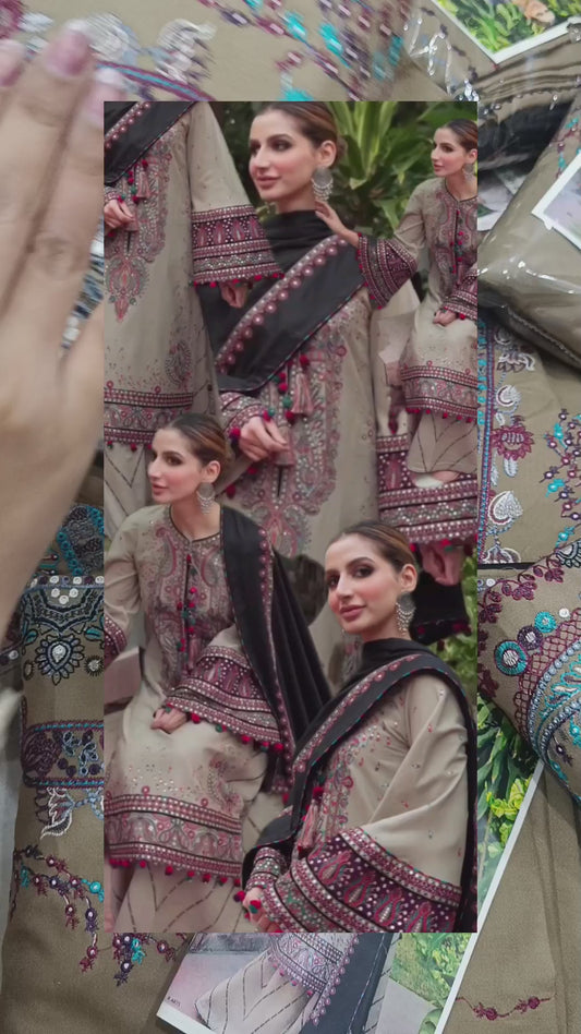 3pc Dhanak jazmin skin Black shawl