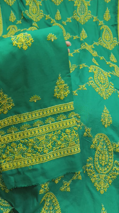 3pc bareeze paan jaal sea green