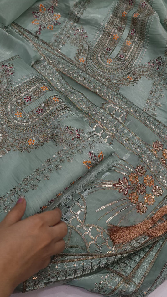 Maria b Sheesha silk aqua