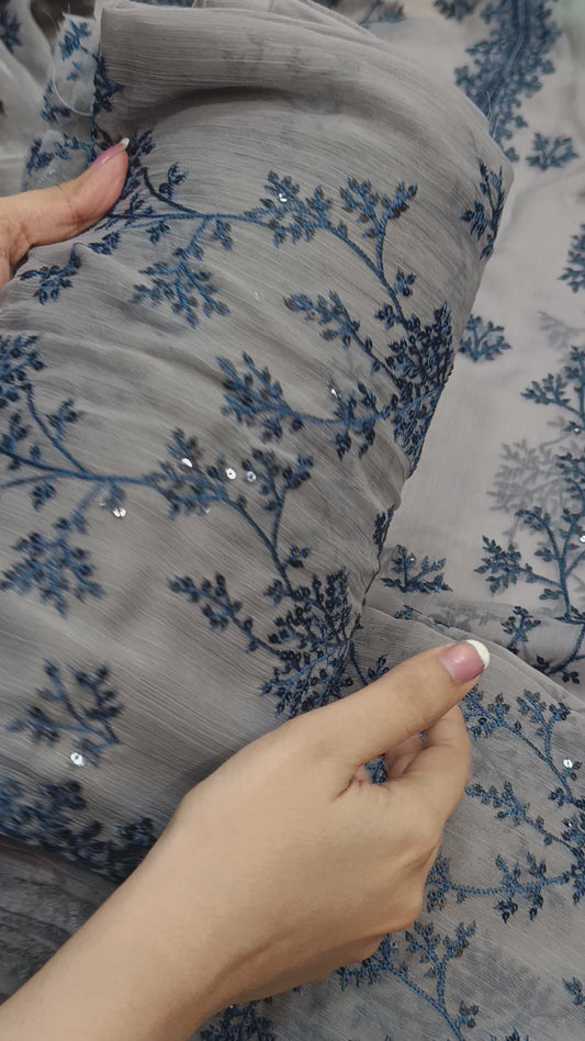 3pc chiffon grey zink