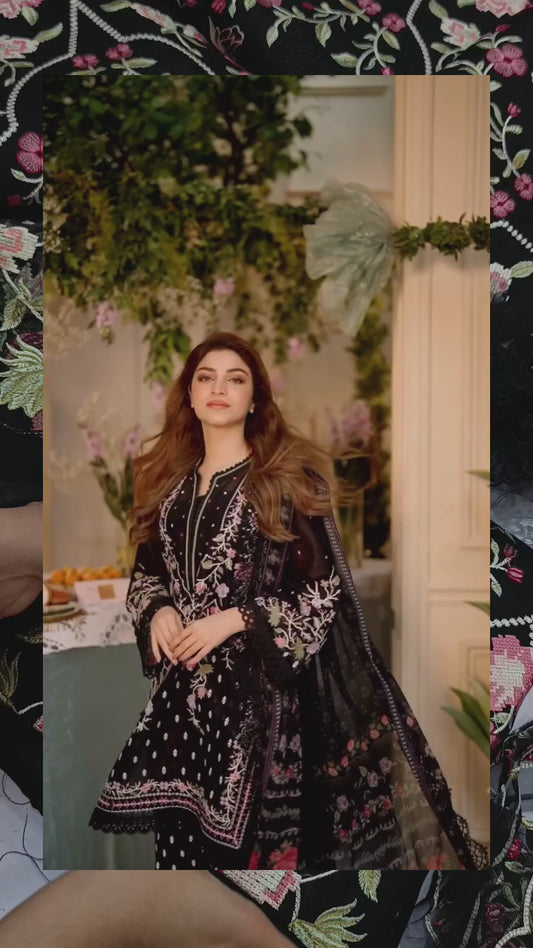 3pc Winter dhanak Sobia Nazir Black kinza hashmi
