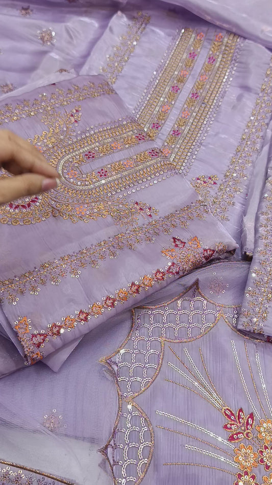 Maria b Sheesha silk lilac