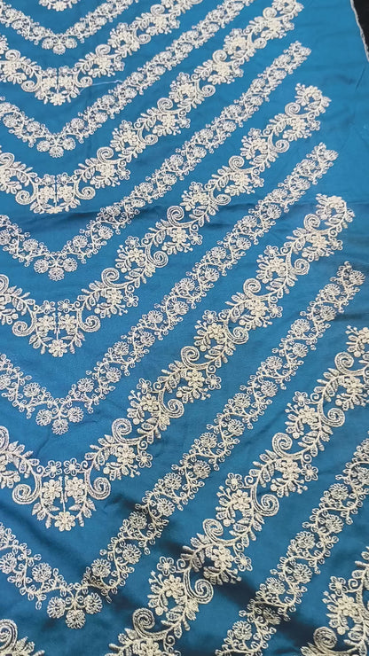2PC Dhanak Suit with Heavy Embroidery | Light Embroidery on Back & Sleeves | Plain Trouser ZINKVV
