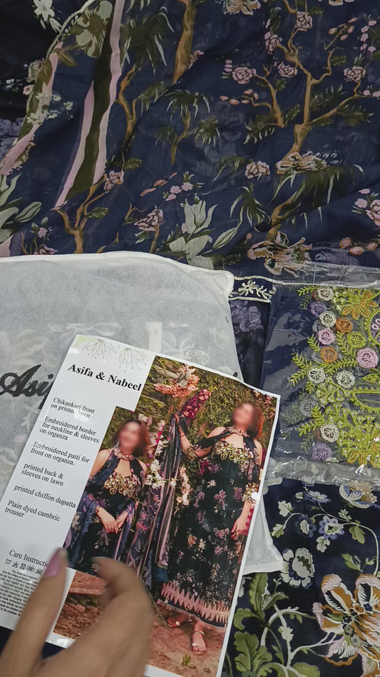 3pc asifa and nabeel blue lawn