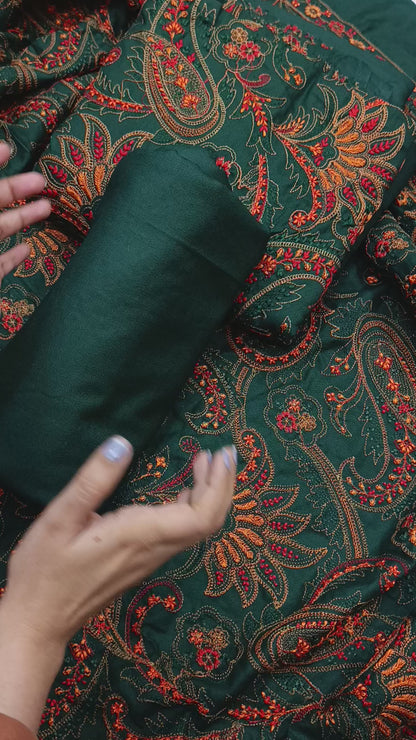 3pc dhanak heavy bareeze shawl kiyari GREEN