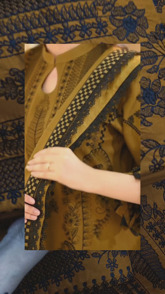 3pc Dhanak mustard black