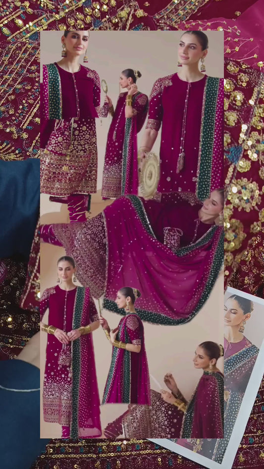 3pc Valvet jazmin pink khusboo