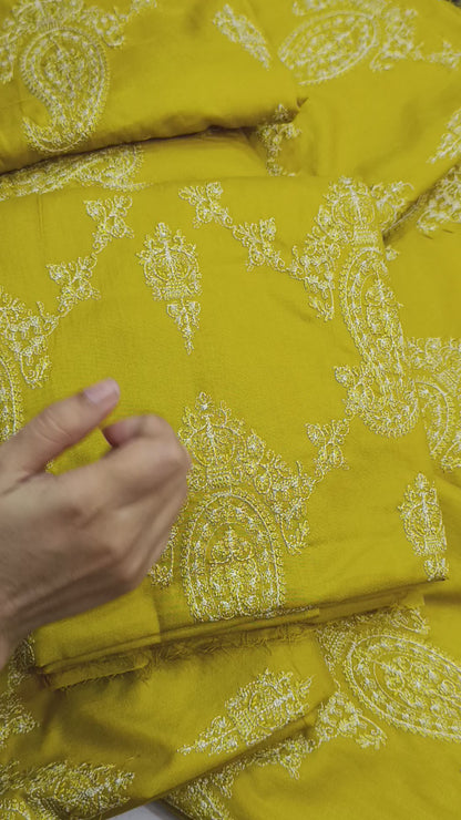 3pc Dhanak embroidery with wool shawl Dhani pan jaal