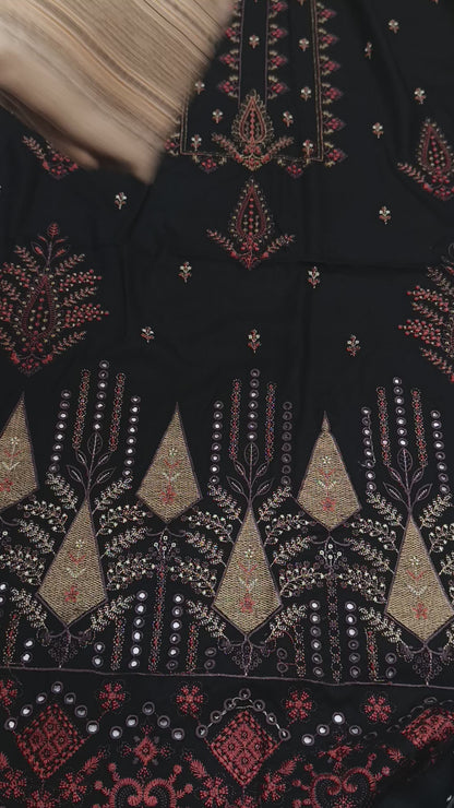 Dhanak 3PC Suit with Wool ACRYLIC Shawl HNF BLACK