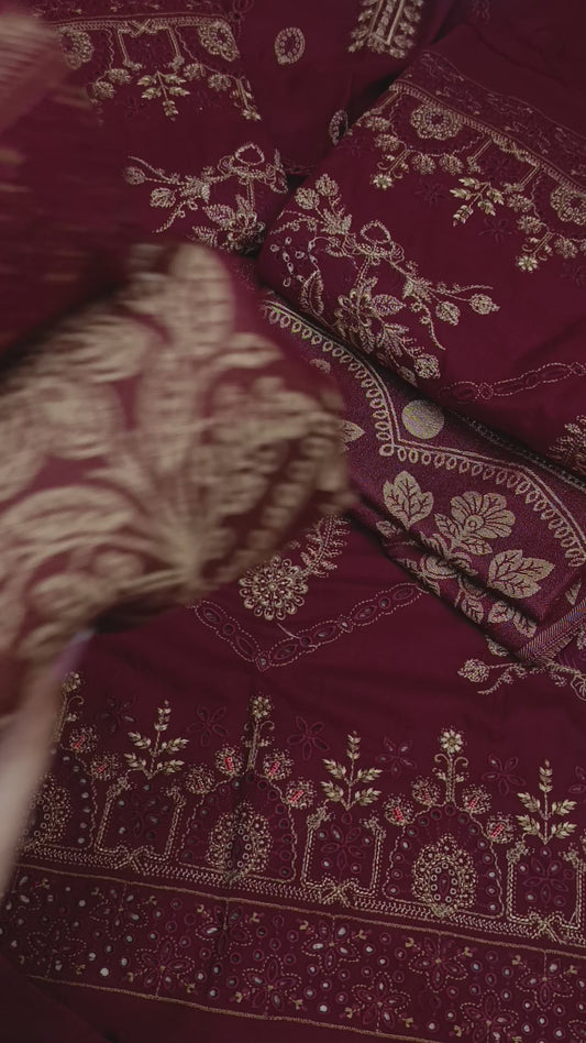 3pc kanni shawl maroon