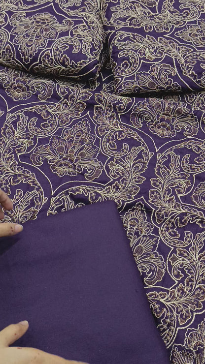 3PC DHANAK HEAVY SHAWL PAN PATA PURPLE