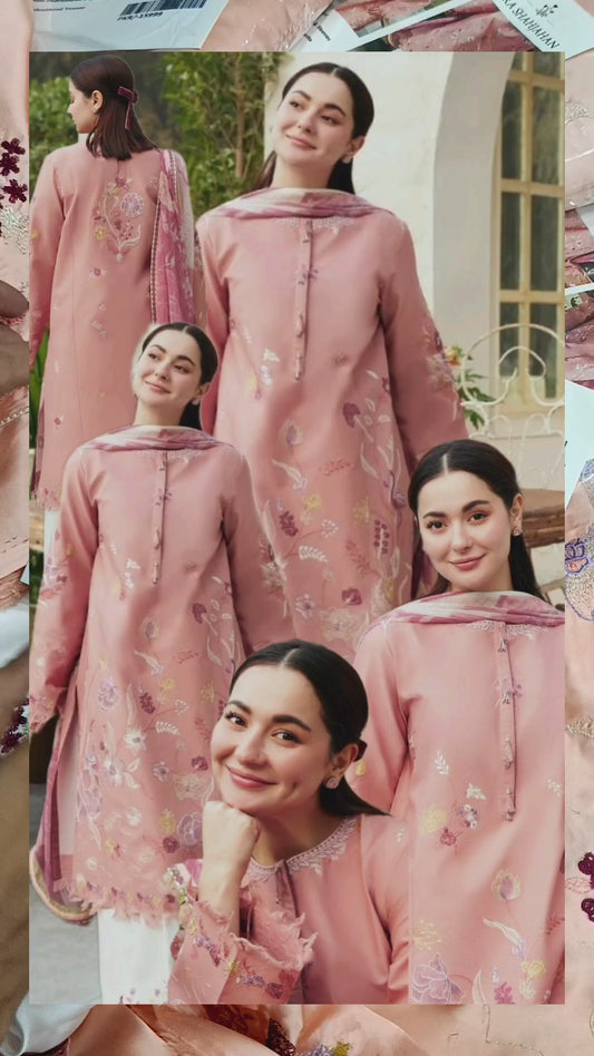 3pc silk zara shah Jahan coco pink