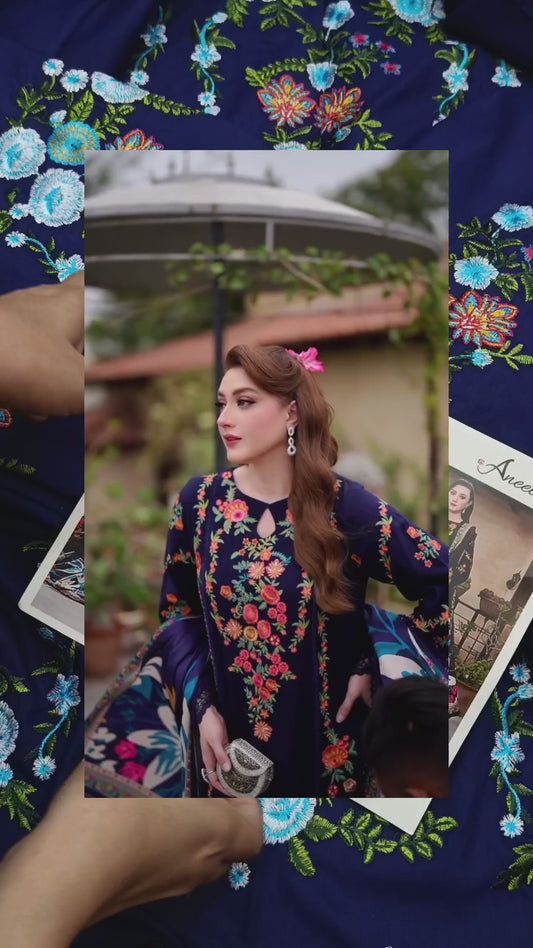 3pc Dhanak Aneelas blue momina