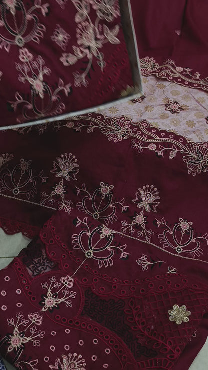 3PC DHANAK LUXURY TULIP MAROON