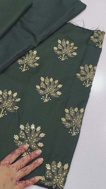 2PC Heavy Embroidered Suit for Women | Side Sleeves GREENPATANEW