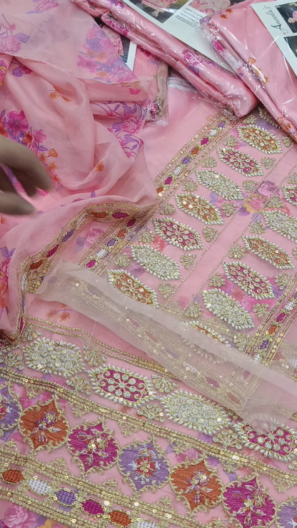 3pc silk sabyasachi pink