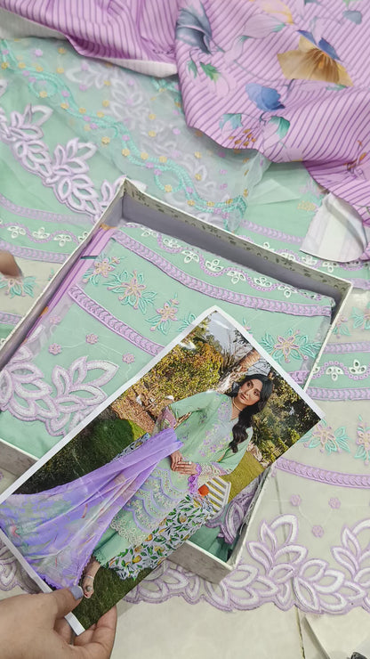 3PC LUXURY DHANAK RANGRASIYA TURQUISE