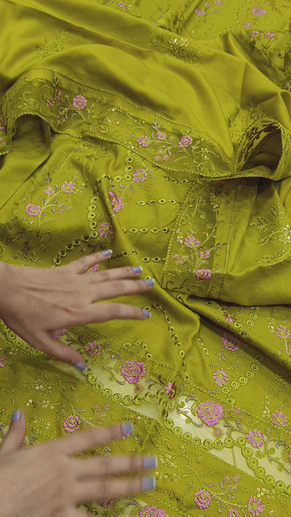 3PC LUXURY DHANAK 2 PATI ORGANZA DHANI