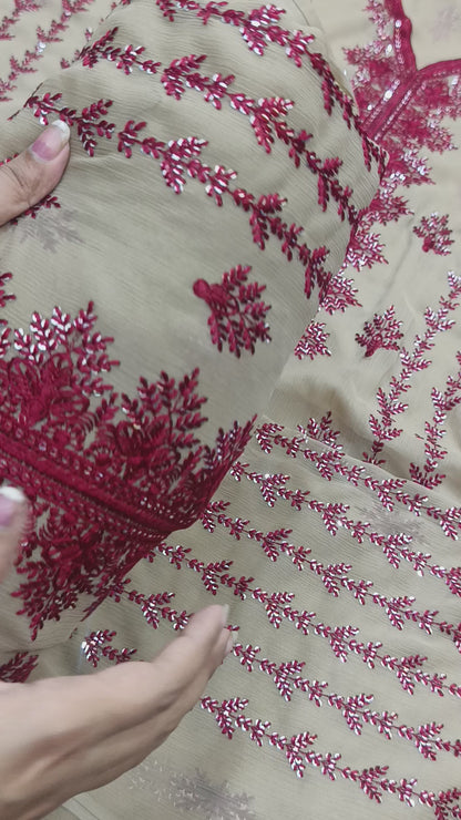 Chiffon fancy skin maroon