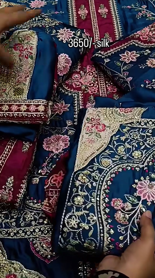 2pc Zink sharara ivory silk
