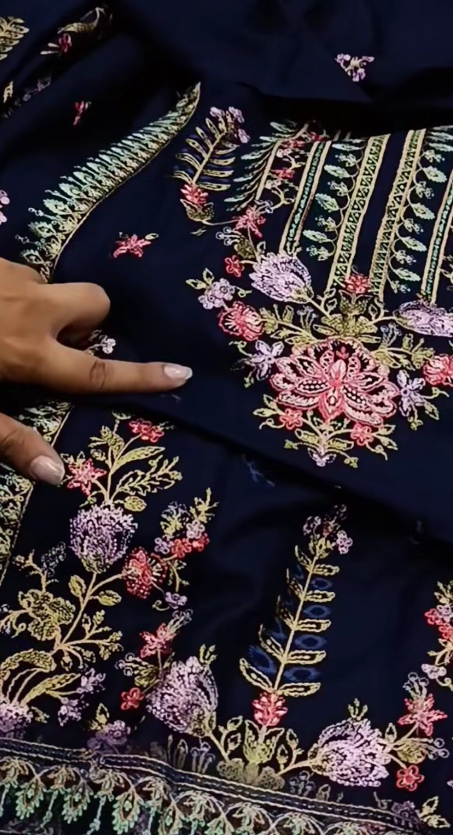3pc Ghazal sham navy blue dhankh