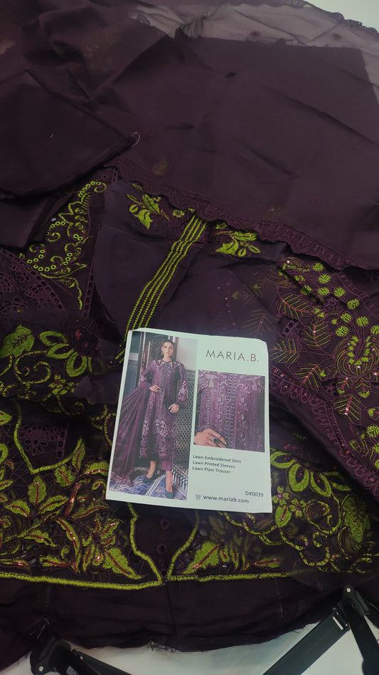 3pc meharban purple lawn sale