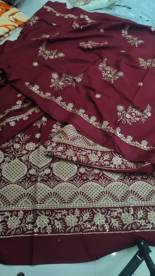 3pc charisma mehroon dhankh