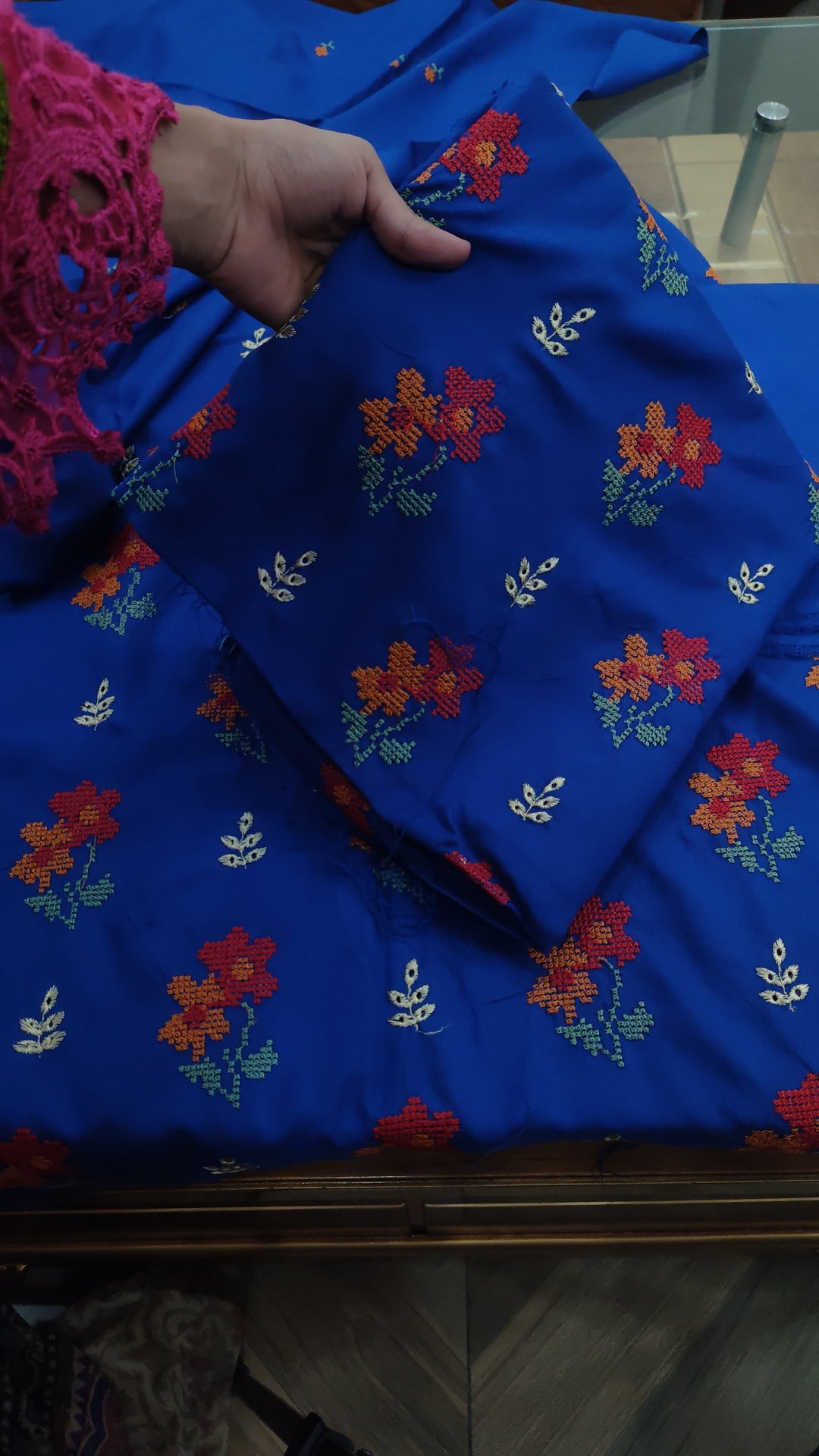 2pc cross royal blue dhankh
