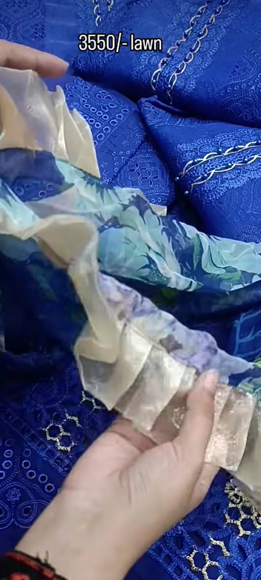 3pc sobia Nazir blue sale