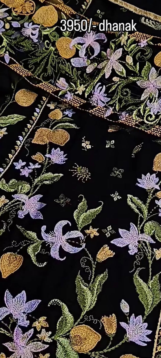 3pc Gul Bahar black dhnakh