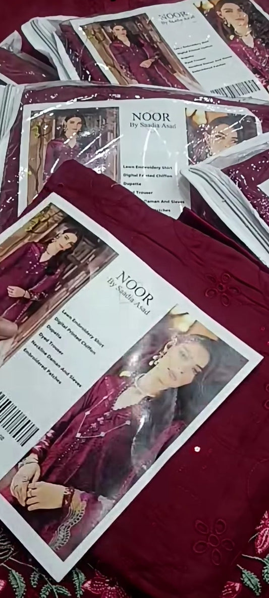 3pc Noor by sadiaaa mehroon sale