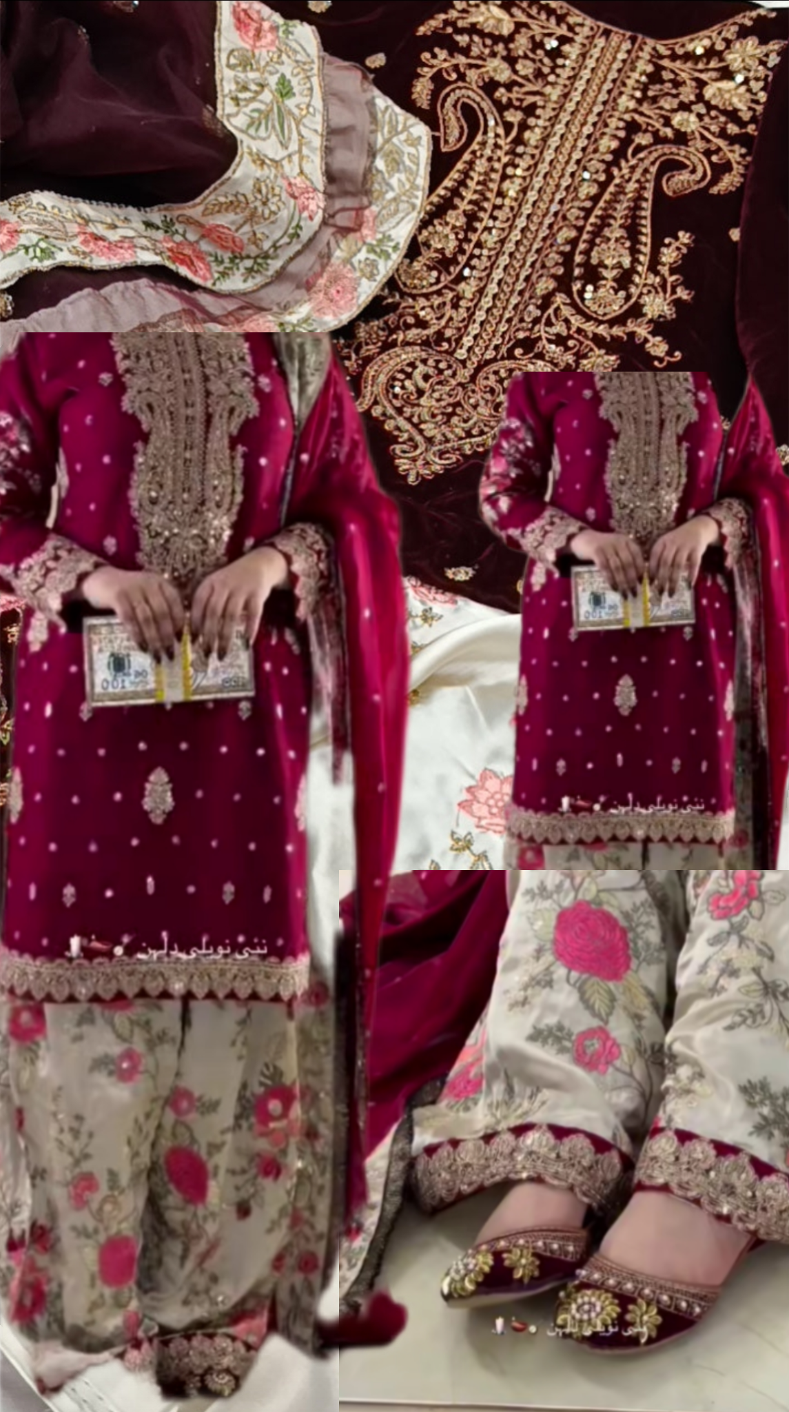 3pc laam Roseline velvet mehroon