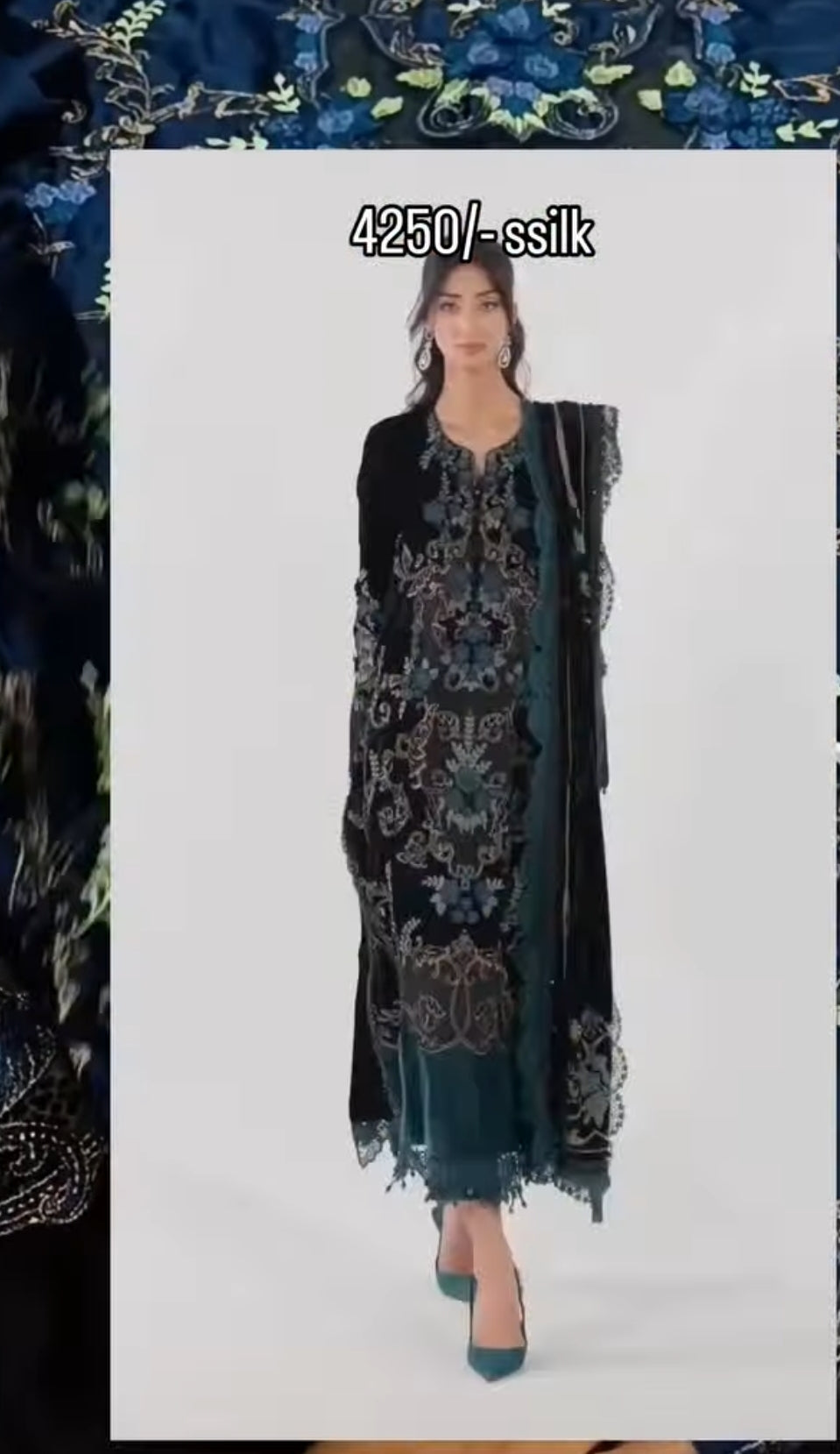 2pc makhmal queen silk black