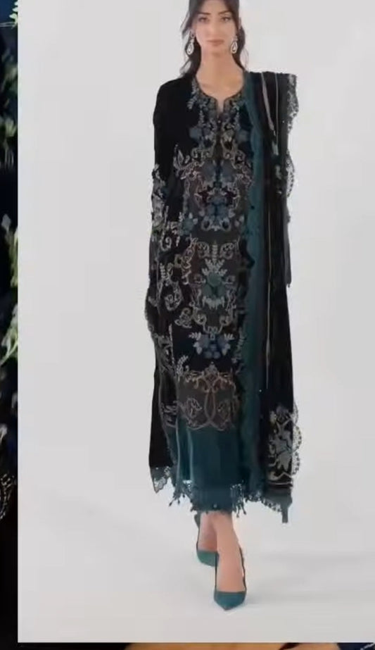 2pc makhmal queen silk blue