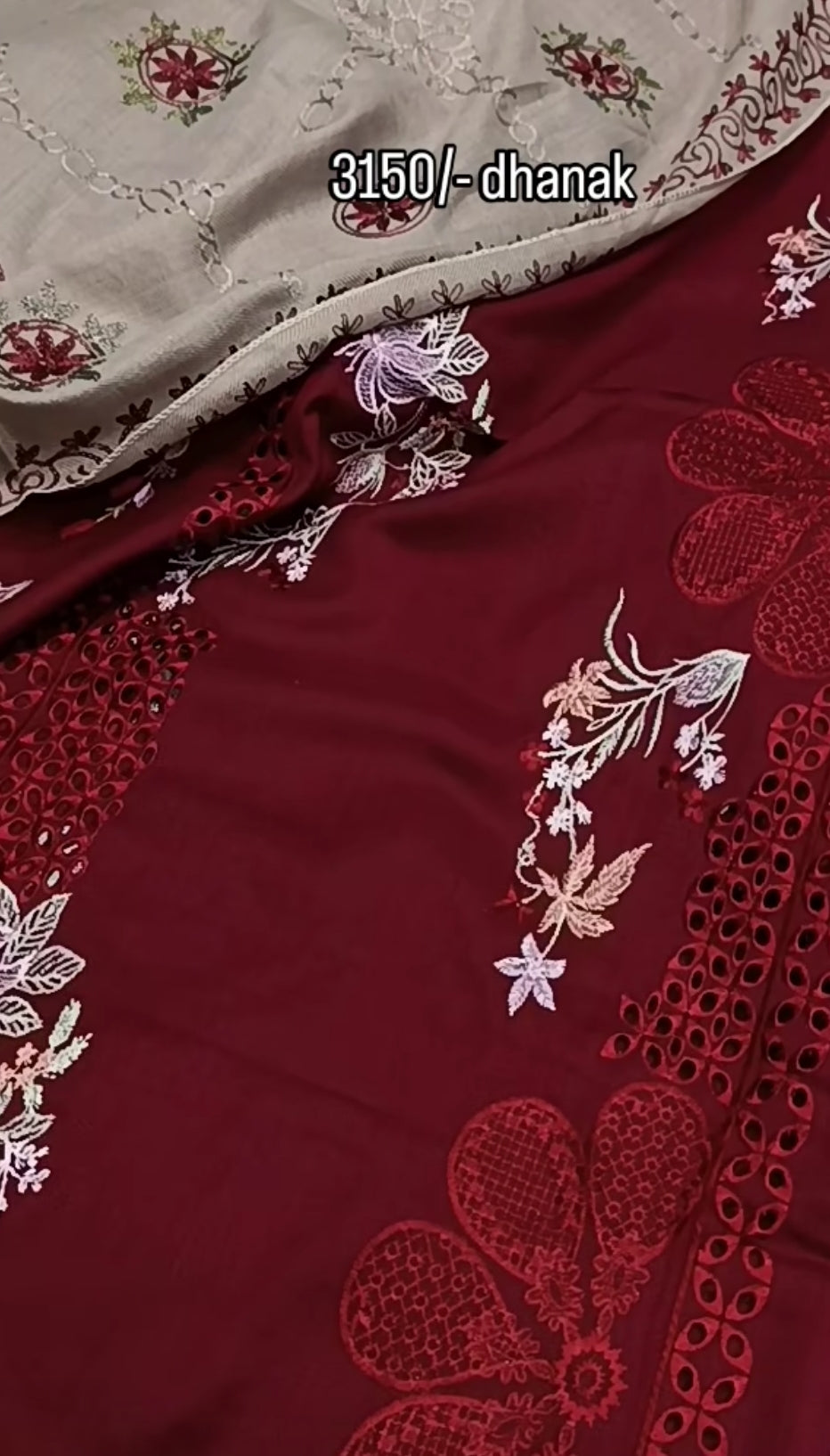 3pc mehroon Parizad dhankh