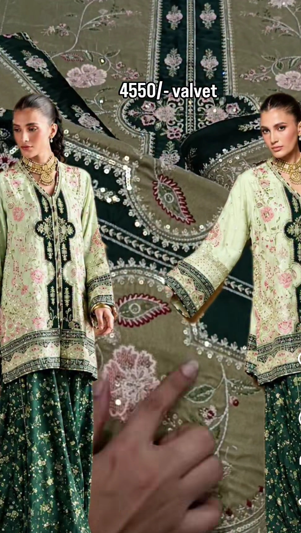2pc pista ivory silk velvet